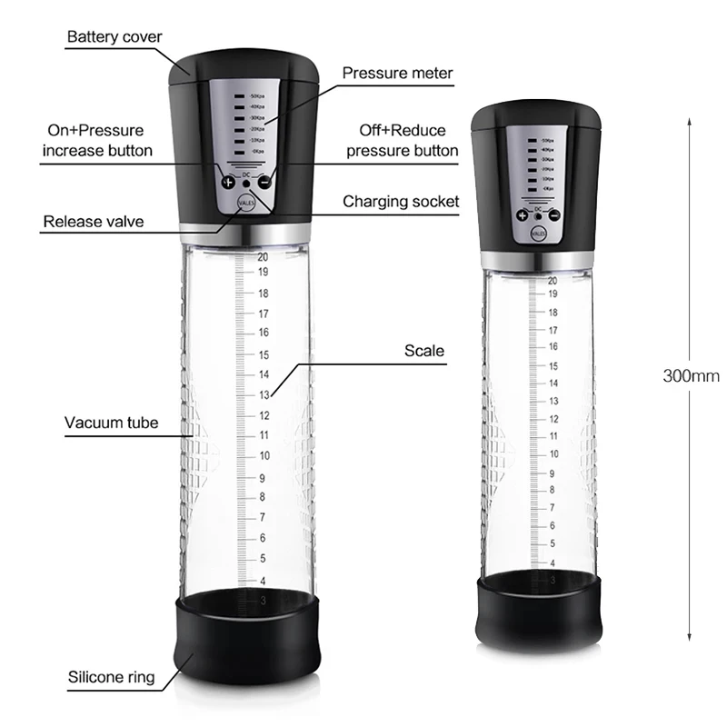 LED Penis Enlarger Pump Powerful USB Automatic Rechargeable Penis Pump Device Pro Extender Enhancer Enlargement Sex Toys for Men