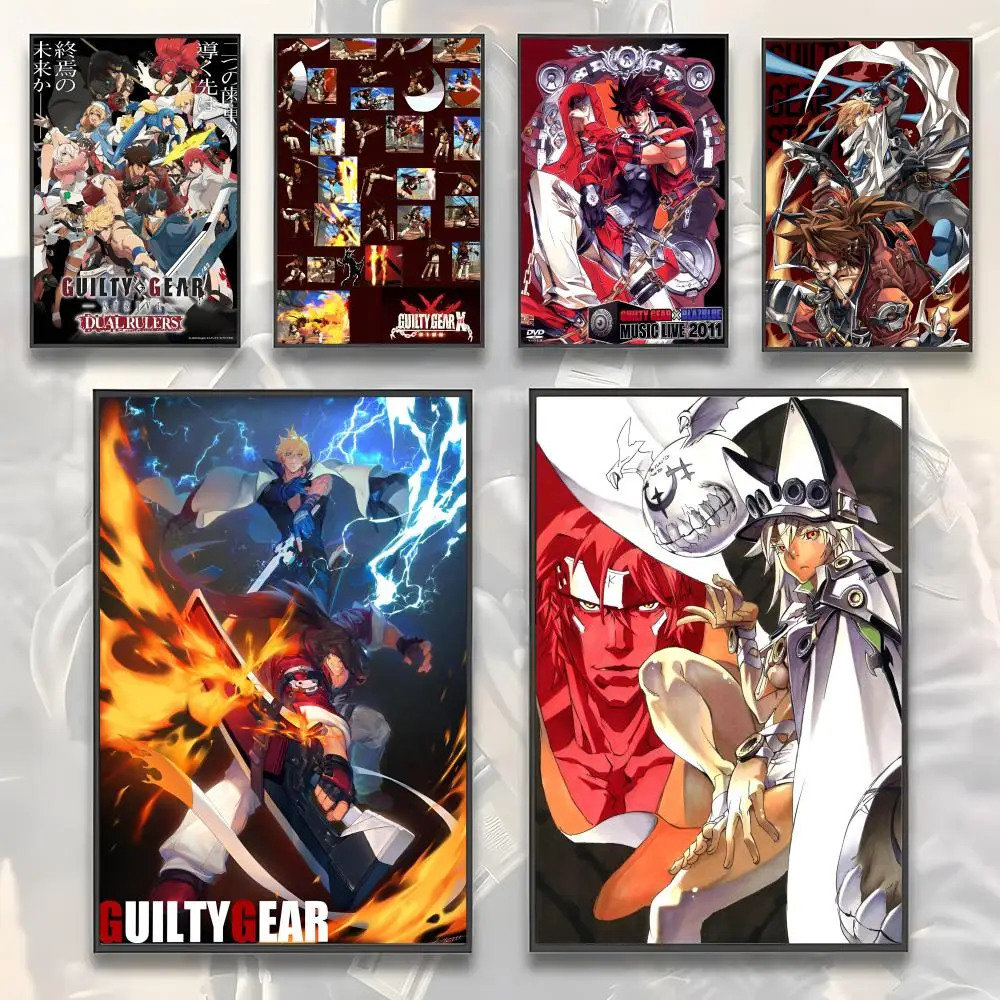 Guilty Gear Game Poster HD-Kunstposter, selbstklebend, für die Wand, wasserfest, für Zuhause, Wohnzimmer, Schlafzimmer, Bar, ästhetische Dekoration