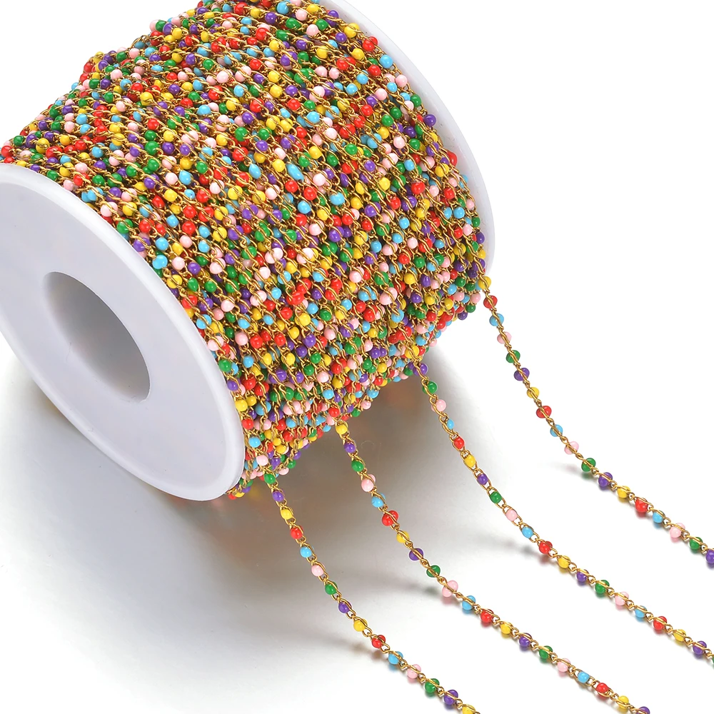 Großhandel 1 Meter/Lot Edelstahl Goldfarben Handgefertigte Schmetterlings-Herz Mehrfarbige Ketten für DIY-Schmuckherstellung Großpackung – Detail 7