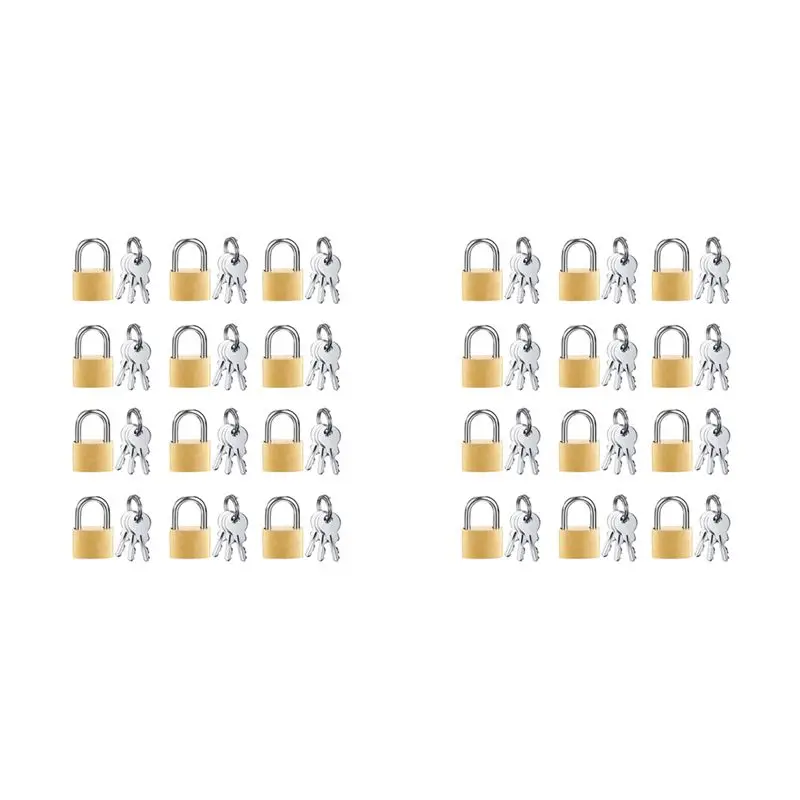 

Набор мини-замков A04G-24: маленькие замки из цельной латуни с 3 ключами для багажа, рюкзаков, шкафчиков в спортзале, чемоданов