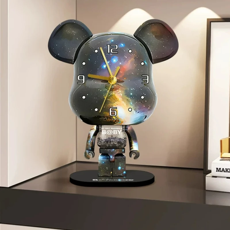 3D Stand Desktop Clock Aesthetic Cartoon Bear Silence Clocks Watch Office Desk Accessories Bedroom Desk Clock Home Decor Gift