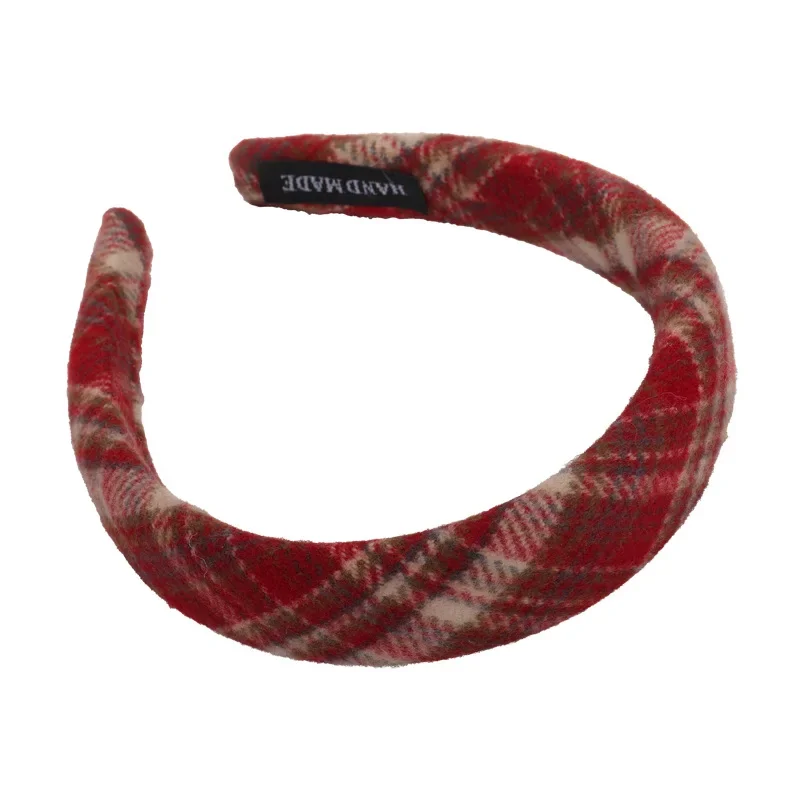 Retro Red Sweet Wool Headbands for Woman Girl Temperament Hair Hoop Sponge Wide Hair Band Female Christmas Hair Accessories Gift