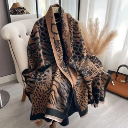 Fashion Print Cashmere Shawl Scarf Women Thick Winter Warm Blanket Hijab Foulard Neckerchief Luxury New 2024 Echarpe Wraps