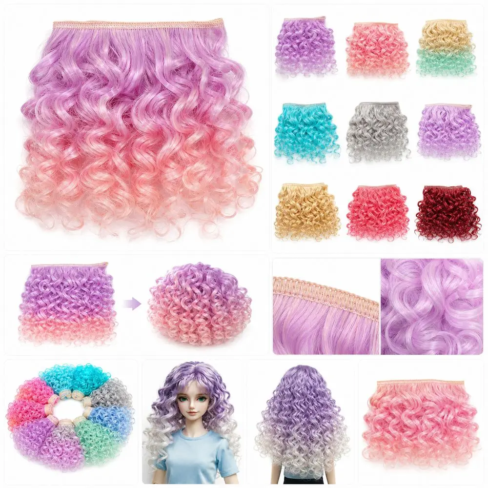DIY 15CM Length Curly Hair Imitation Wool Roll Chemical Fiber Wig Accessories Gradient Color Hair Extensions For BJD SD Doll