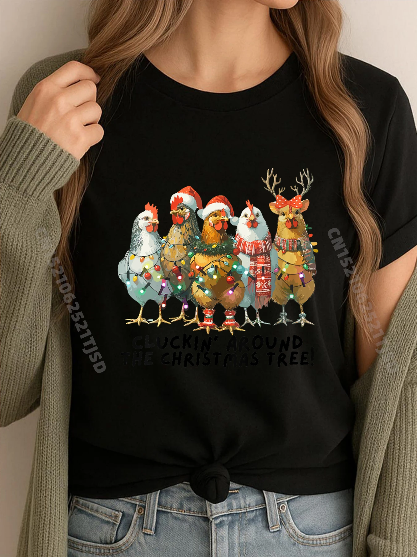 

Womens Christmas Chicken Lover Xmas Santa Hat Farm Funny Shirt New Shirts And T-Shirts