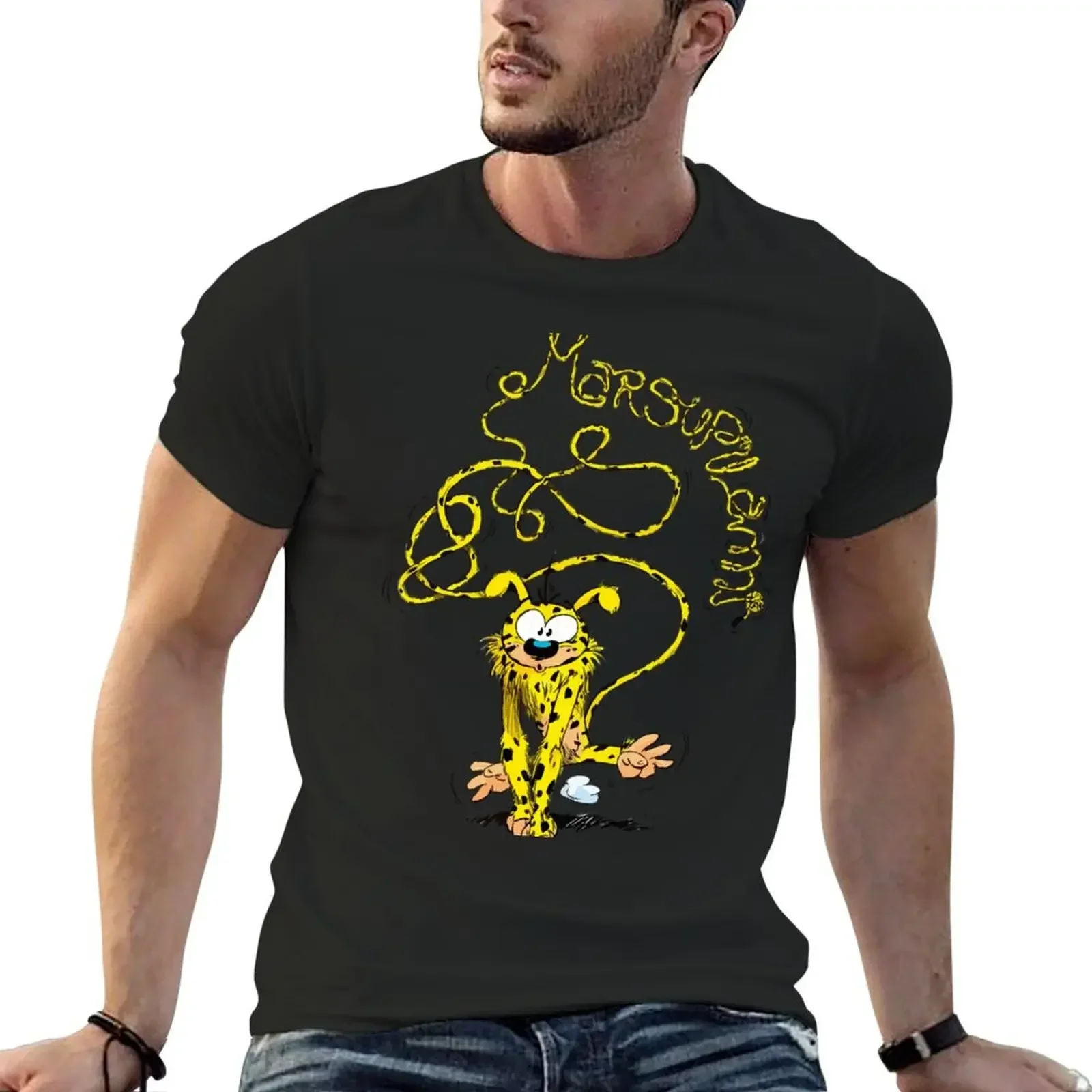 

Marsupilami with name T-Shirt Blouse korean fashion summer clothes tops mens white t shirts
