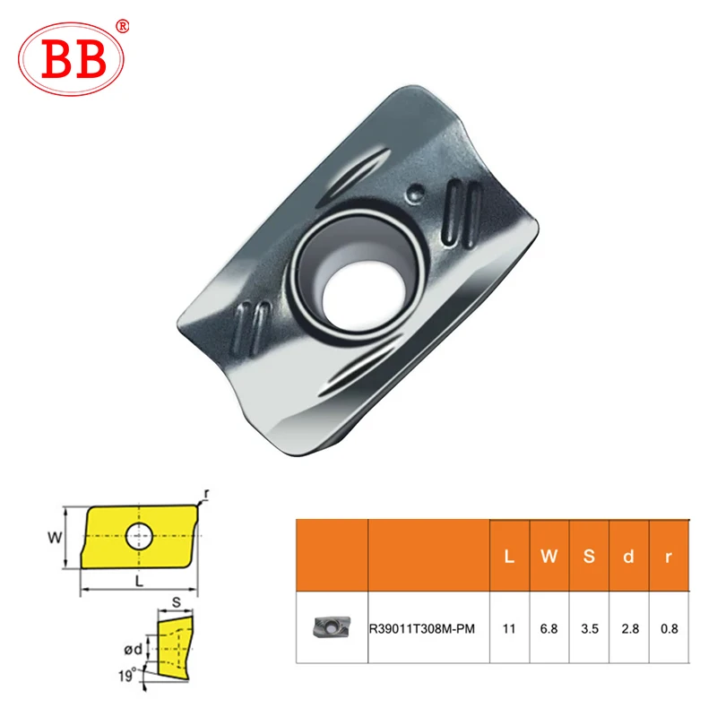 BB R390 Shoulder Milling Cutter Finishing Machining Tool Holder Insert R39011T3 Corner Rounding End Mills