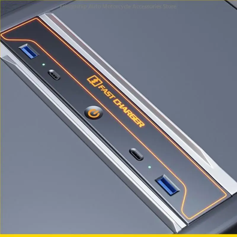 

SZCH Console Charging Station Fast USB Hub with Waterproof Slide Lid Multiport Retractable Dock for Car