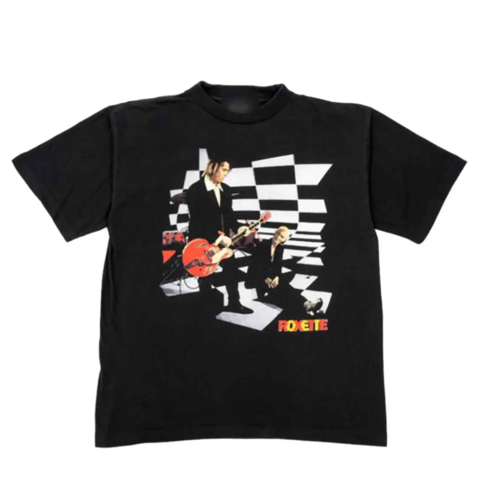 Vintage Roxette Crash Boom Bang Tour Cotton Black T Shirt MM274 One Size vintage Washed Top For Everyday Wear Unisex homme Soft