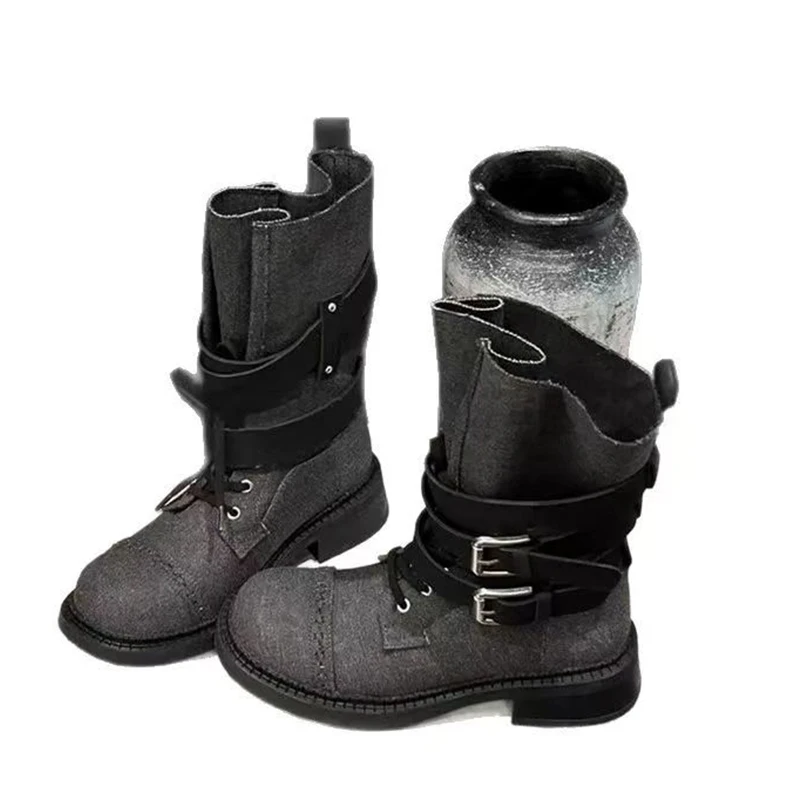 مصمم الأحذية النسائية منتصف العجل الشقق أحذية امرأة شتاء 2025 تشيلسي الأحذية الجديدة المشي العلامة التجارية موضة دراجة نارية Mujer بوتاس