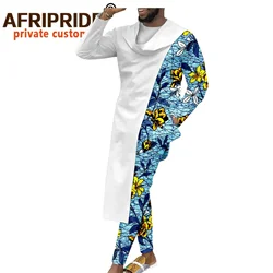 Men Tracksuit African Clothing Long Coats Print Shirts and Ankara Pants 3 Piece Outfits Plus Size Suit Dashiki Outwear A2016061