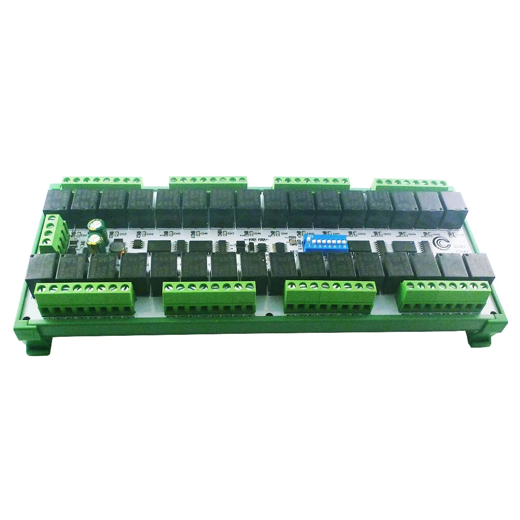 Imagem -04 - Dip Switch Setup Parâmetros 32ch Modbus Rtu Módulo de Relé Rs485 Fácil de Instalar Din Rail Box 12v 24v 20a Ryr432d