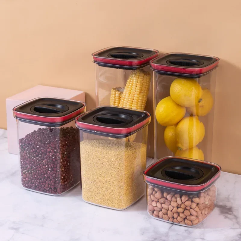 Plastic Food Storage Container for Kitchen Convenience Food Storage Box Organizer Jars with Lid Jars Bulk Cereals Spices Boxes