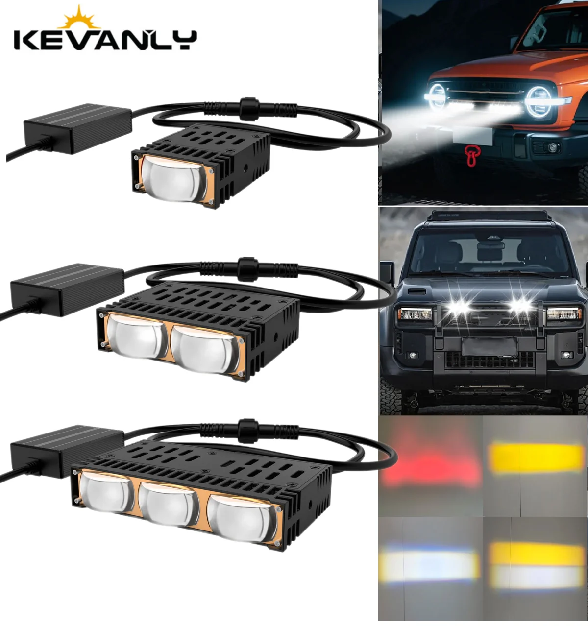 

1 pair Car Grille LED White Yellow Stobe Headlight Bumper Fog Lamps Projector Lens Mini Driving Light Auxiliary Lights 12-24V