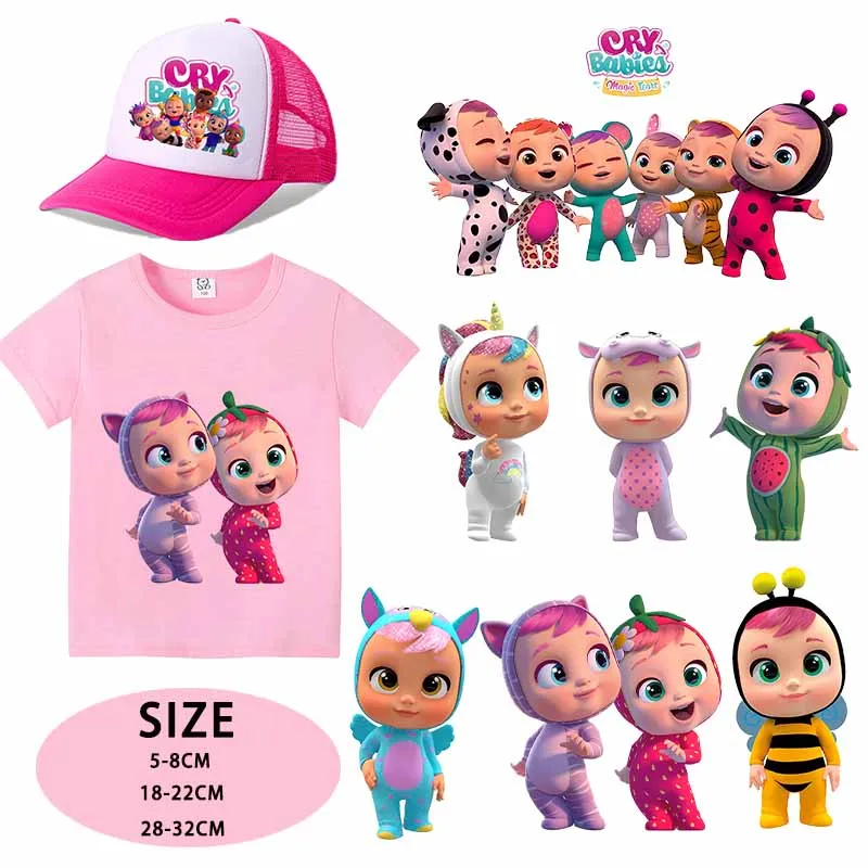 

Crying Babies Iron on Patches Cute Cartoon Heat Transfer Stickers Fashion Anime DIY Clothes Handbags Girls Clothing Decals Gift