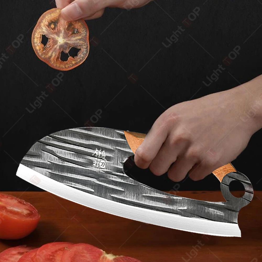 Effort-Saving Forged Chef Knife Butcher Cleaver Ultra-Sharp Slicing Boning Knife Stainless Steel Kitchen Tool for Meat Vegetable