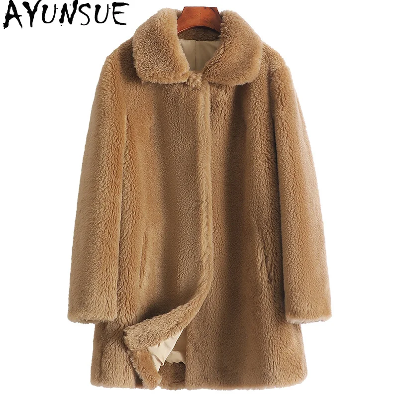 

2022 Spring and Autumn New Wool Coat Women's Medium Square-neck Solid Color Clothes 100% Wool Jacket Chaqueta Feminine FCY1489