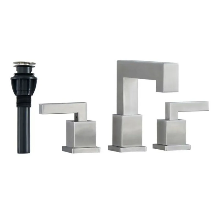 

Brushed Nickel Widespread Bathroom Faucet Waterfall Bathroom Faucets for Sink 3 Hole 2Handles Modern Vanity Faucet with Pop Up