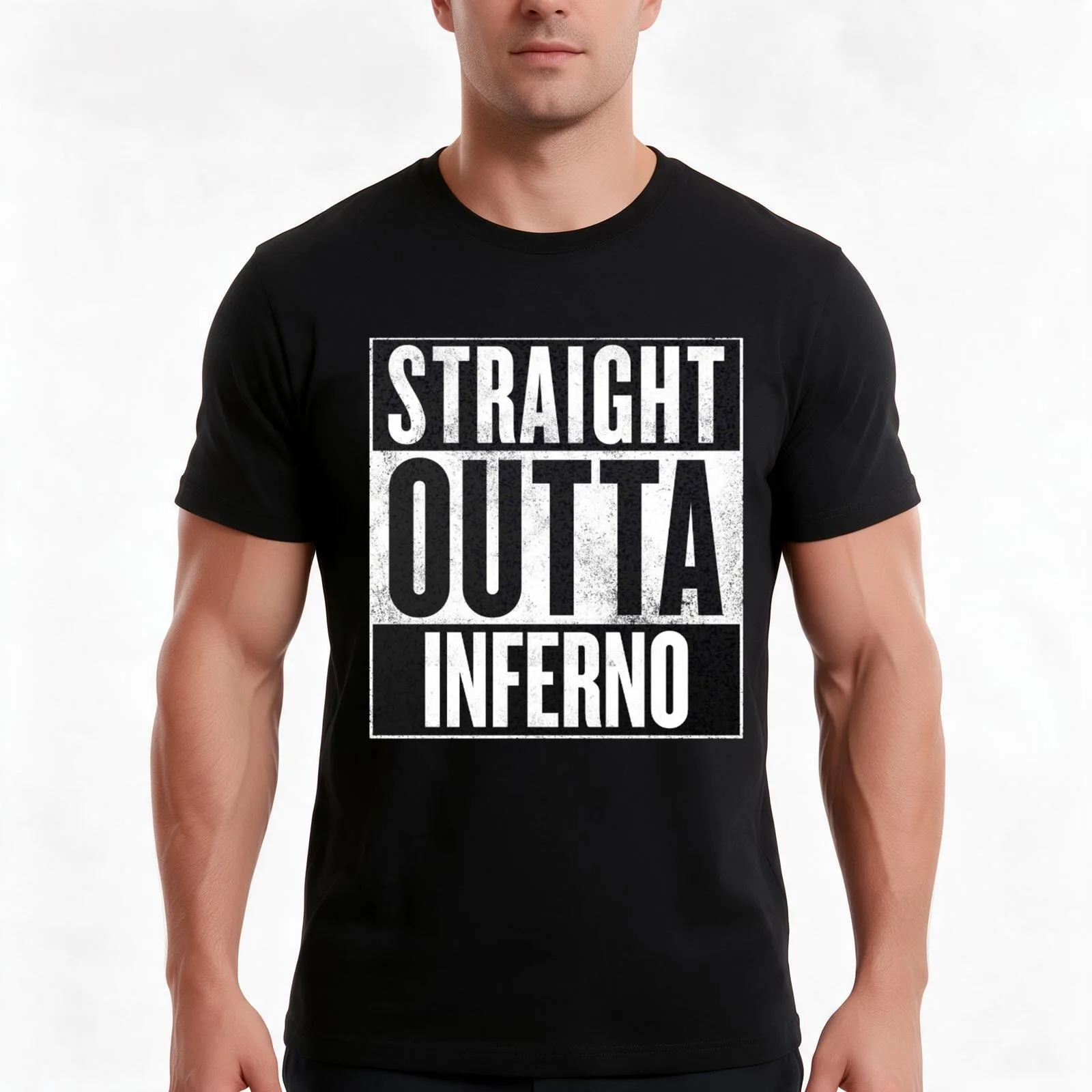CSGO Straight Outta Inferno T-Shirt Summer Casual Cotton Tee Oversized Streetwear Tops Vintage Graphic Print 100% Cotton