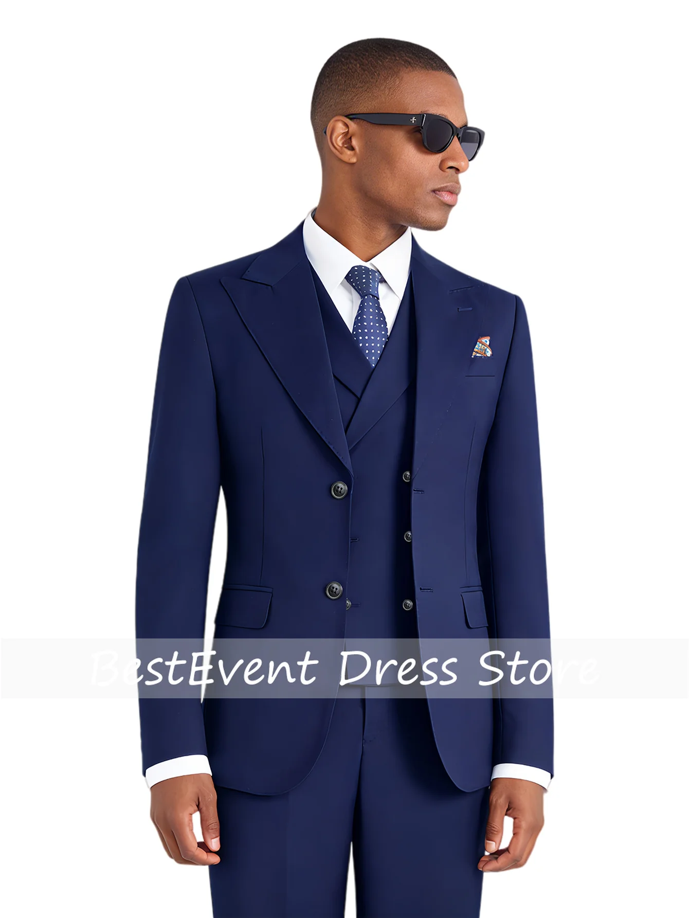Professional Standard Men's Three-piece Suit for Business and Office Settings - Single-button V-neck Design Customized