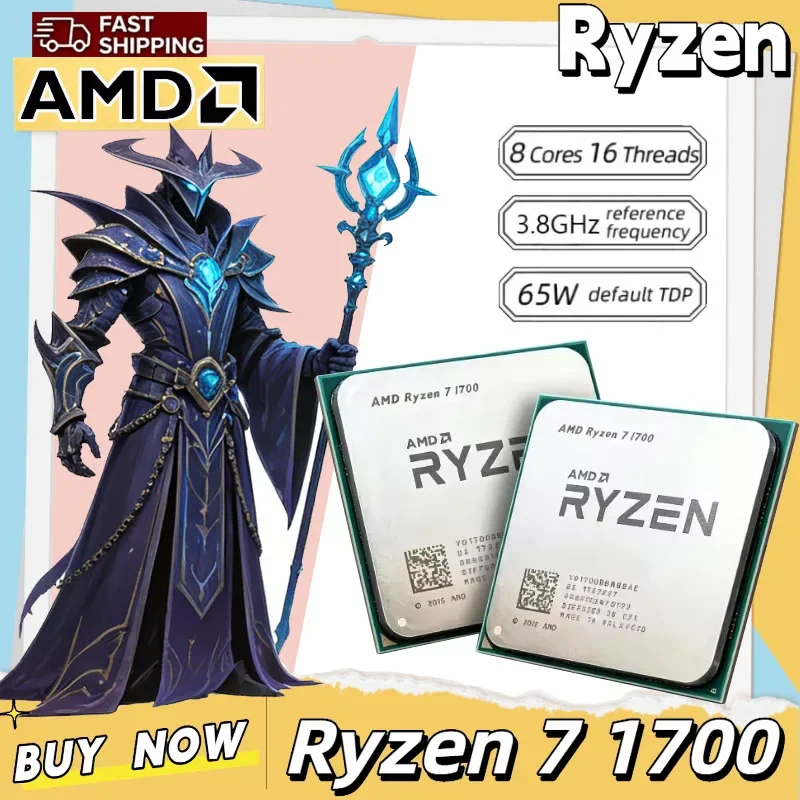 AMD Ryzen 7 1700 3.0GHz Eight Core Sixteen Thread CPU Processor 65W Socket AM4 Gaming CPU Without Package