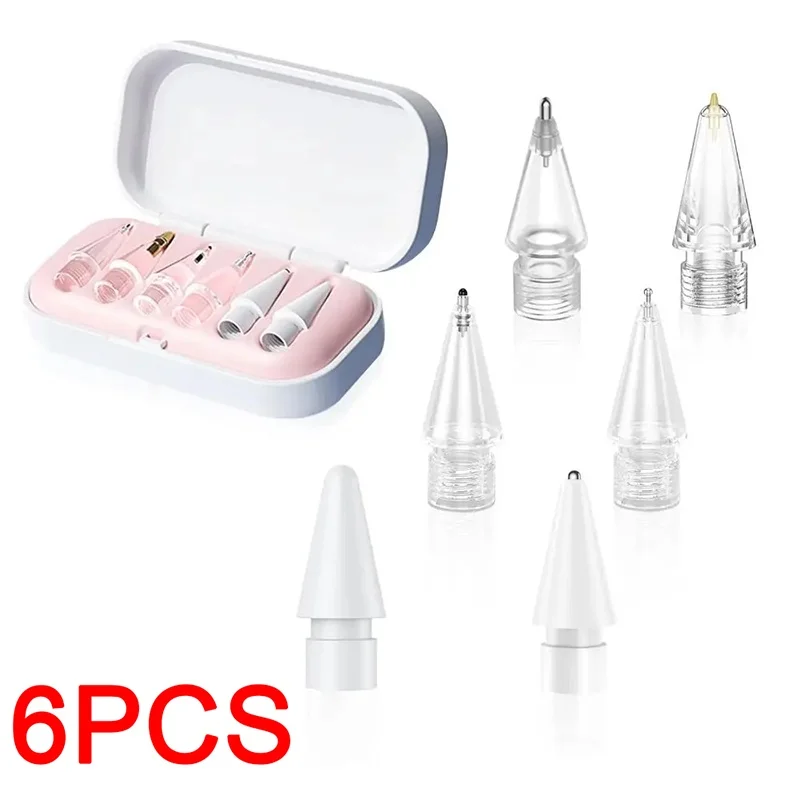 4/6PCS Austauschbare Bleistift Tipps Für Apple Bleistift Pro 1 2 3 Touchscreen Stylus Stift Spitzen für iPad Pro Bleistift Spitze Mit Lagerung Fall