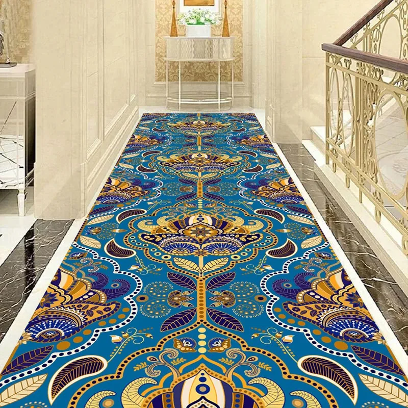 

Reese Classical European Lobby Long Hallway Luxury Carpet Hall Entrance Home Decor Corridor Aisle Runner Customable Wedding Rugs