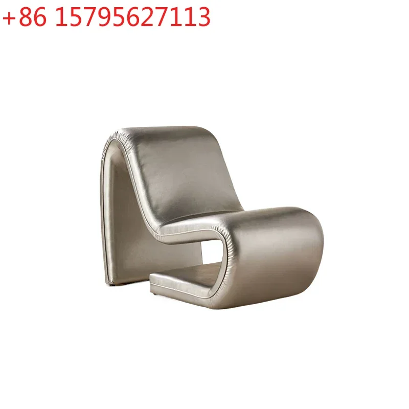 

Modern simple line leisure chair living room small apartment metal special-shaped sofa model room soft bag lazy sofa