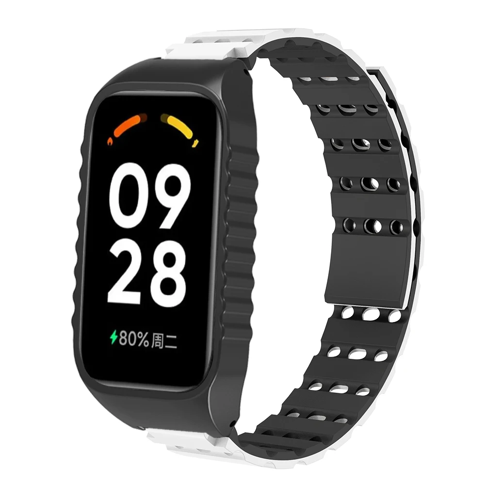 Cinturino sportivo magnetico in silicone per Redmi Band 2 con fori per l'aria traspiranti Cinturino per orologio intelligente morbido e durevole a sgancio rapido Uomo Donna
