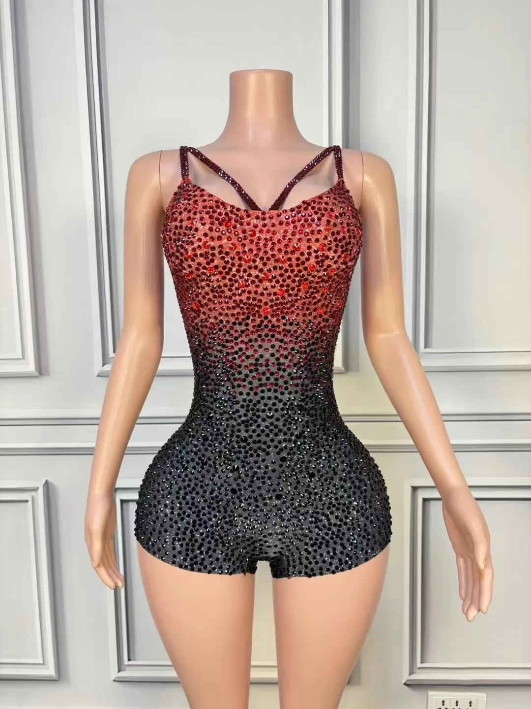 Nightclub Performance Clothing Bar Full Diamond One-Piece Flat Pants Female Singer