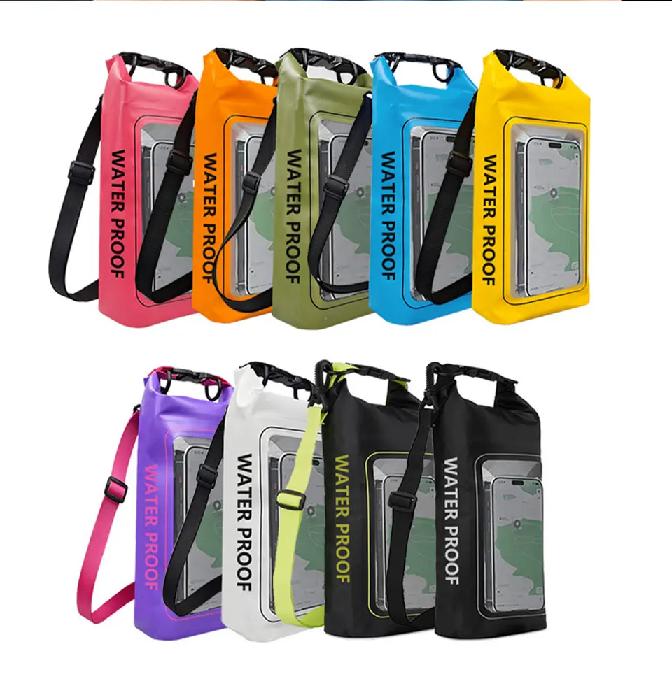 2L/5L Wasserdichte Trockentasche mit Touchscreen, Schwimmen, wasserdichte PVC-Tasche, Rafting, schwimmende Outdoor-Sporttasche, Aufbewahrungstasche für Surfbrett und Kajak – Detail 7