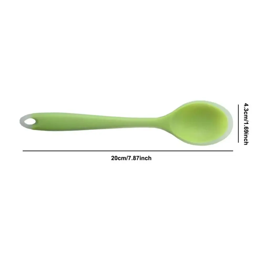 1PC Small Silicone Spoon One-Piece Table Spoon Salad Mixing Spoon Non-Stick Heat Resistant Kitchen Utensil student spoon