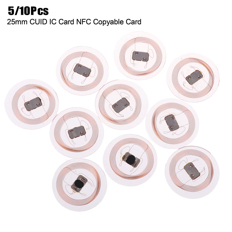 5/10pcs CUID NFC Tag 25mm Rewritable Transparent Coin Card NFC Label For Proximity Keyfobs Tags Access Contol Super Thin NFC