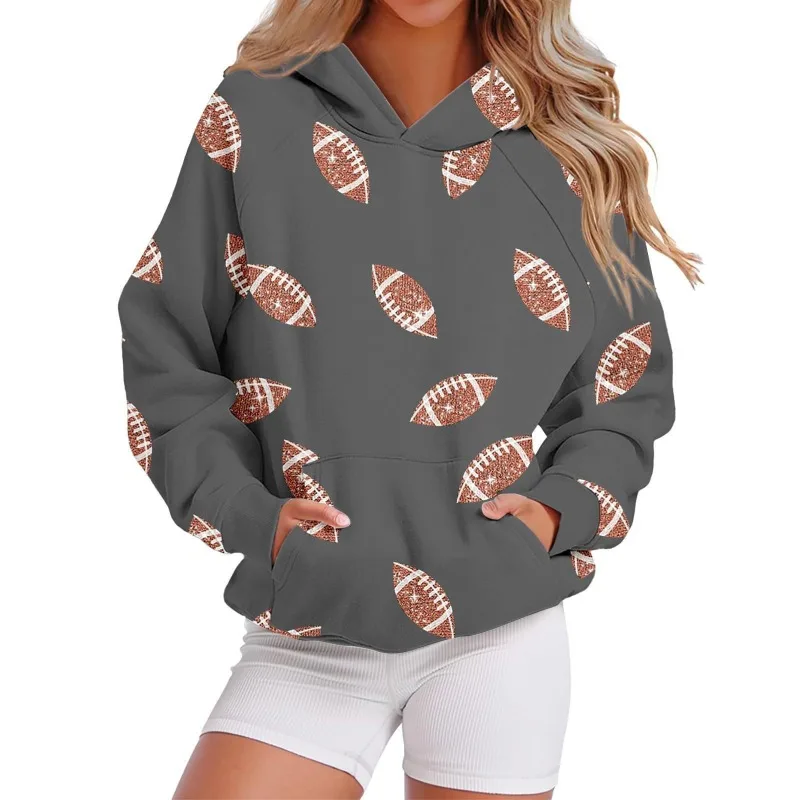 

2025 Autumn New Hooded Sweater Baseball Element Digital Printing Ladies Sports and Leisure Sweater