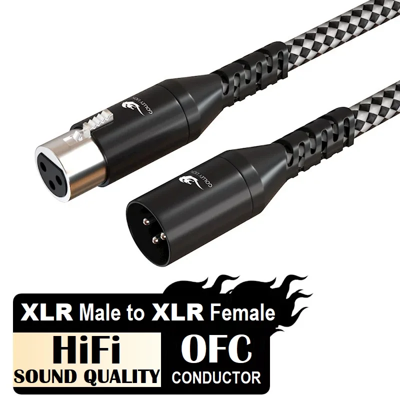 Cable de Audio XLR macho a hembra para consola mezcladora, amplificador de micrófono, sistema de sonido de altavoz de estudio de escenario, cables blindados XLR de 3 pines