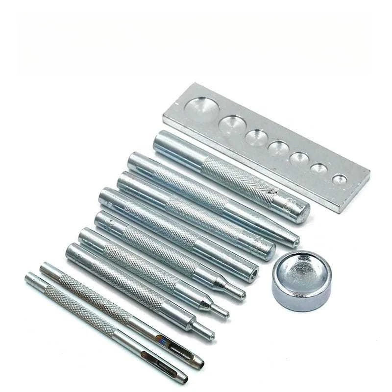11Pcs Snap Rivet Fastener Buttons Installation Tool Kit for DIY Leather Crafts & Hand Punching