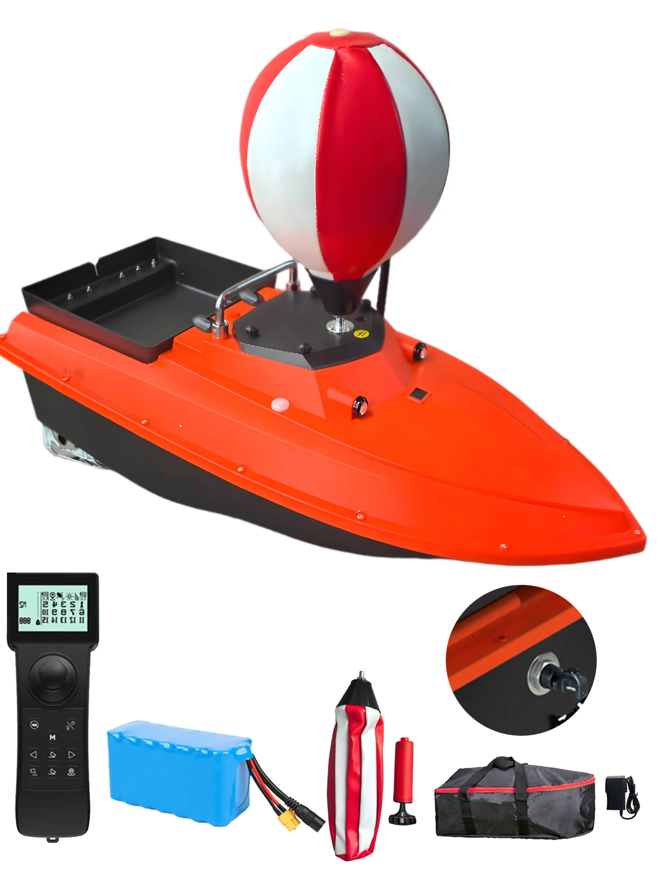 12V D80B RC Fishing Bait Boat with Tray and Line Release and Anti