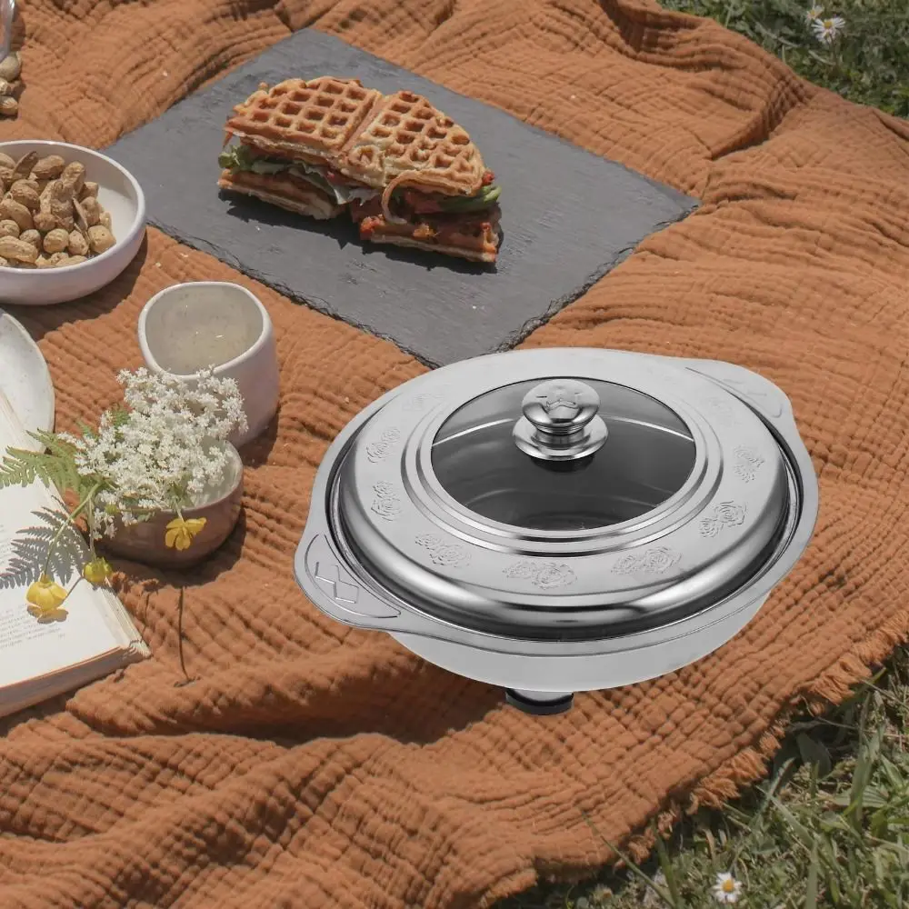 

Нержавеющая сталь, жаровня для шведского стола, поднос для еды, съемные ножки, ручка, портативное кухонное снаряжение, многофункциональный горячий горшок