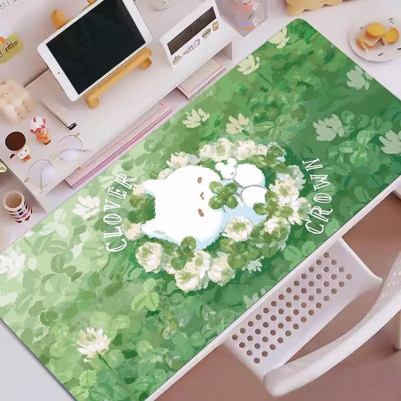 Cute Bunny Kawaii Cartoon Large Leather XXL Cute Kawaii Cartoon Mousepad Computer Keyboard Laptop Pad Dining Table Desktop Mat