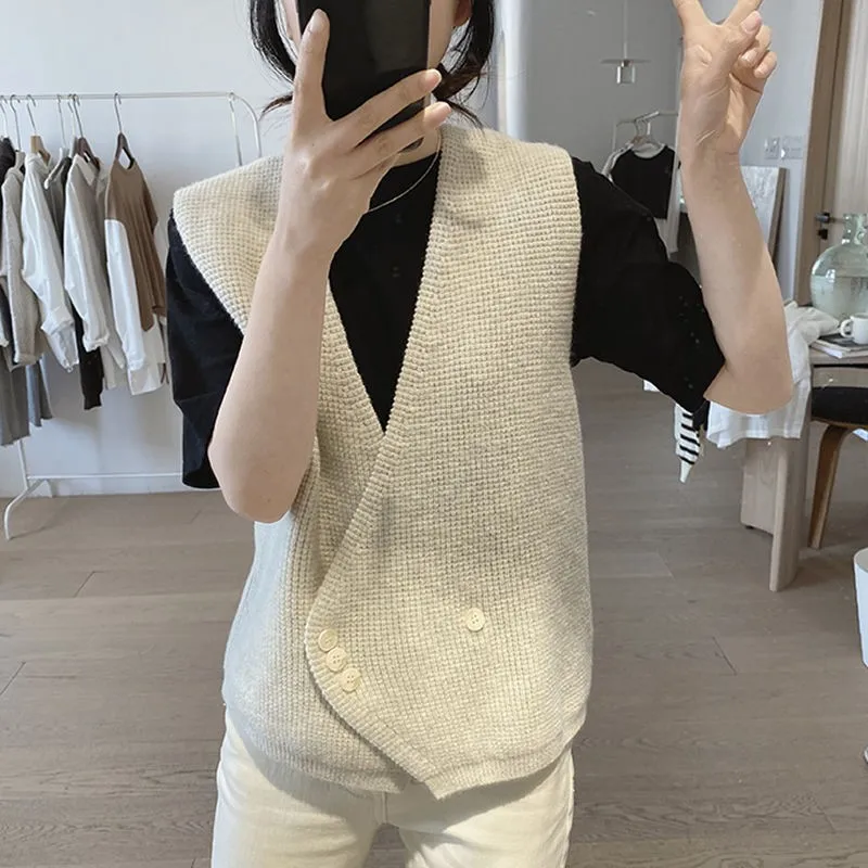 

2025 Pregnant Women's Spring and Autumn Vest Jacket Maternity New Loose and Simple V-neck Knitted Shirt Vest Coat LH164