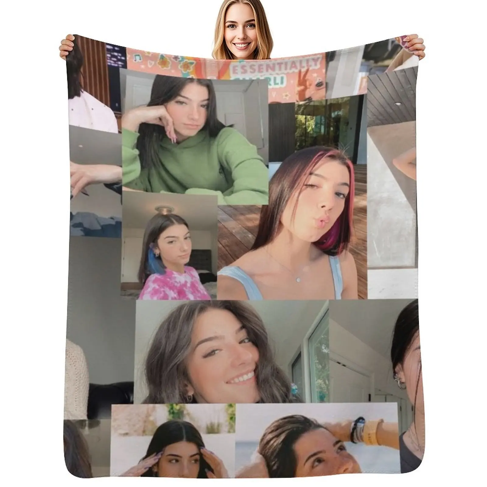 

Charli D'Amelio collage Throw Blanket All Season Lightweight Soft Blanket for Bed