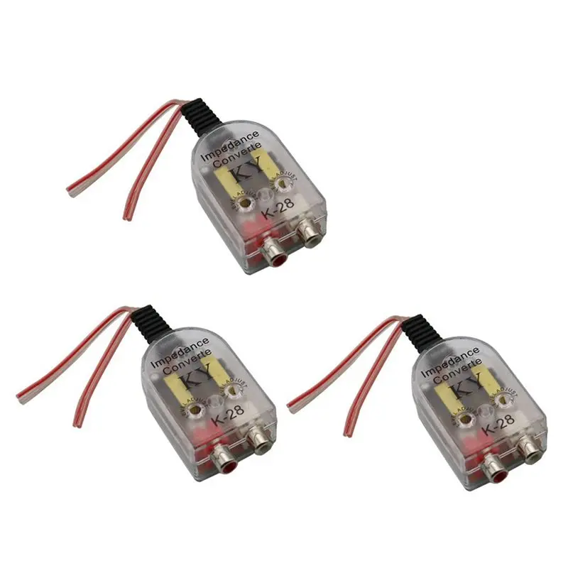 (A91P] 3Pcs K-28 12V Universal Car High to Low Impedance Converter Speaker to Line Car Converter Line Converter