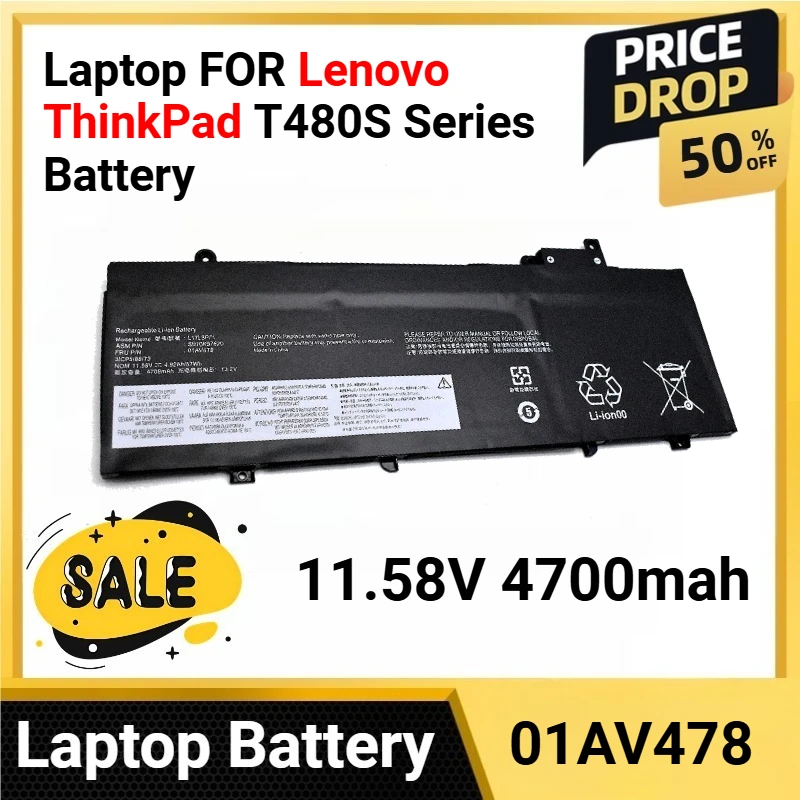 

NEW 01AV478 11.58V 4700mah Laptop FOR Lenovo ThinkPad T480S Series Battery SB10K97620 L17L3P71 L17M3P71 L17S3P71 series