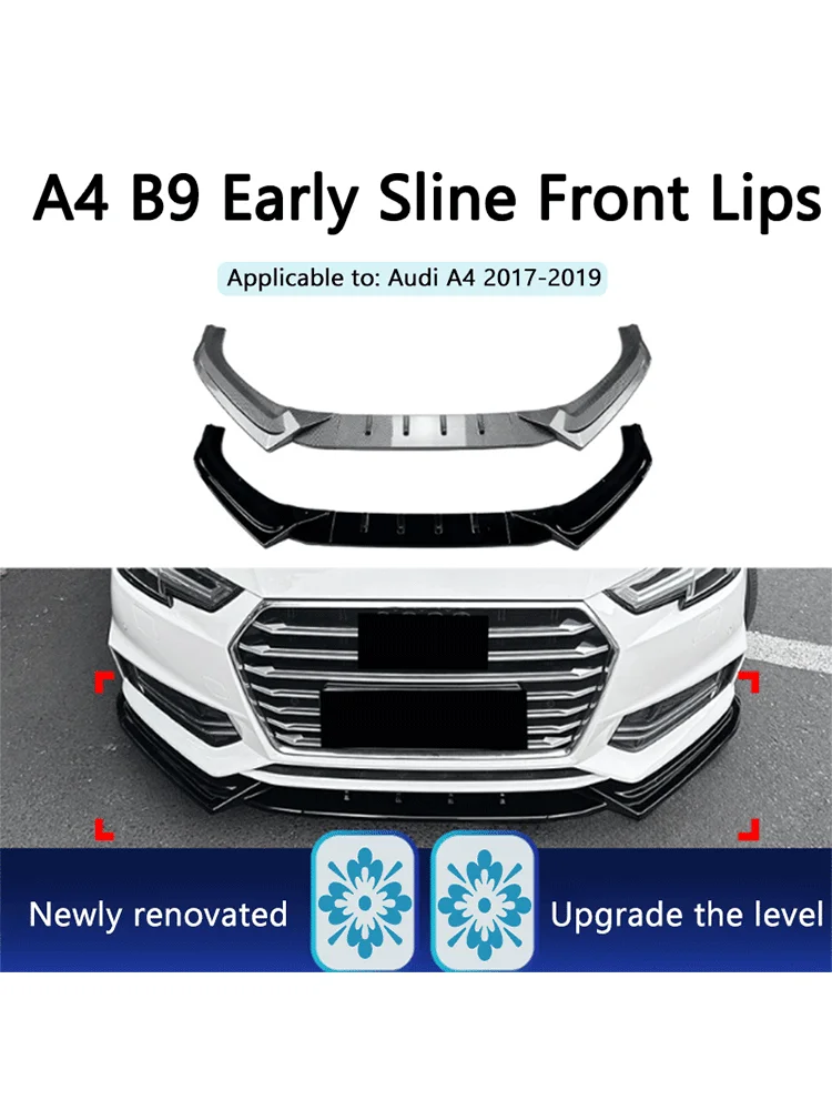 Przedni spojler samochodowy, pasujący do Audi A4 S4 B9 Sline 2017-2019, przednia listwa, modyfikacja krawędzi przedniego błotnika, akcesoria. — 2