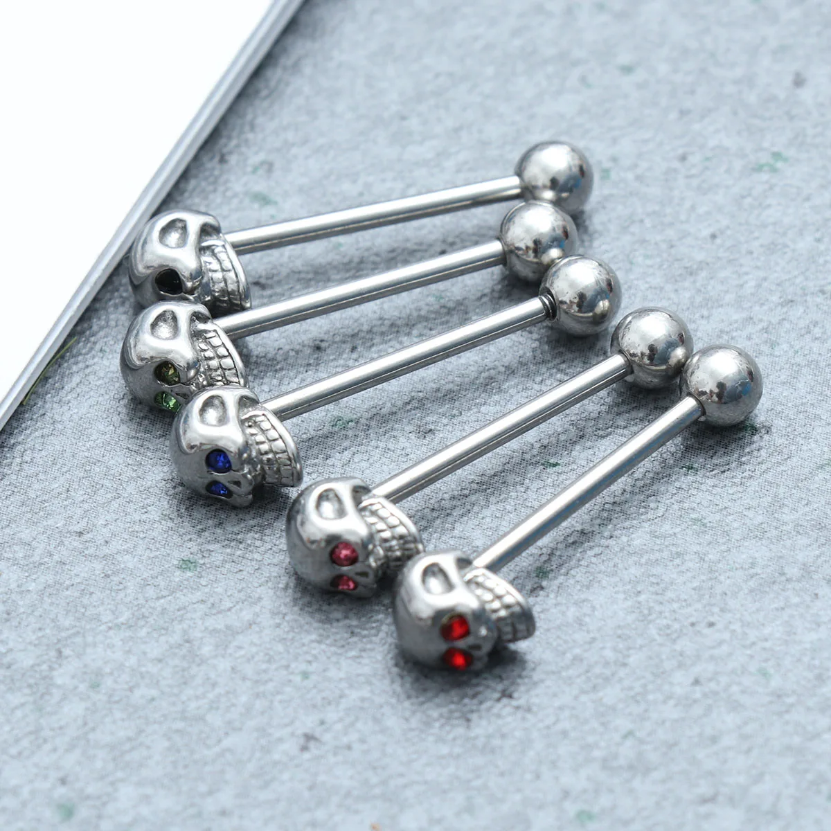 

5 Pcs Skull Tongue Nail Jewelry Body Piercing Perforation Piercings Bars Man Tounge Ring