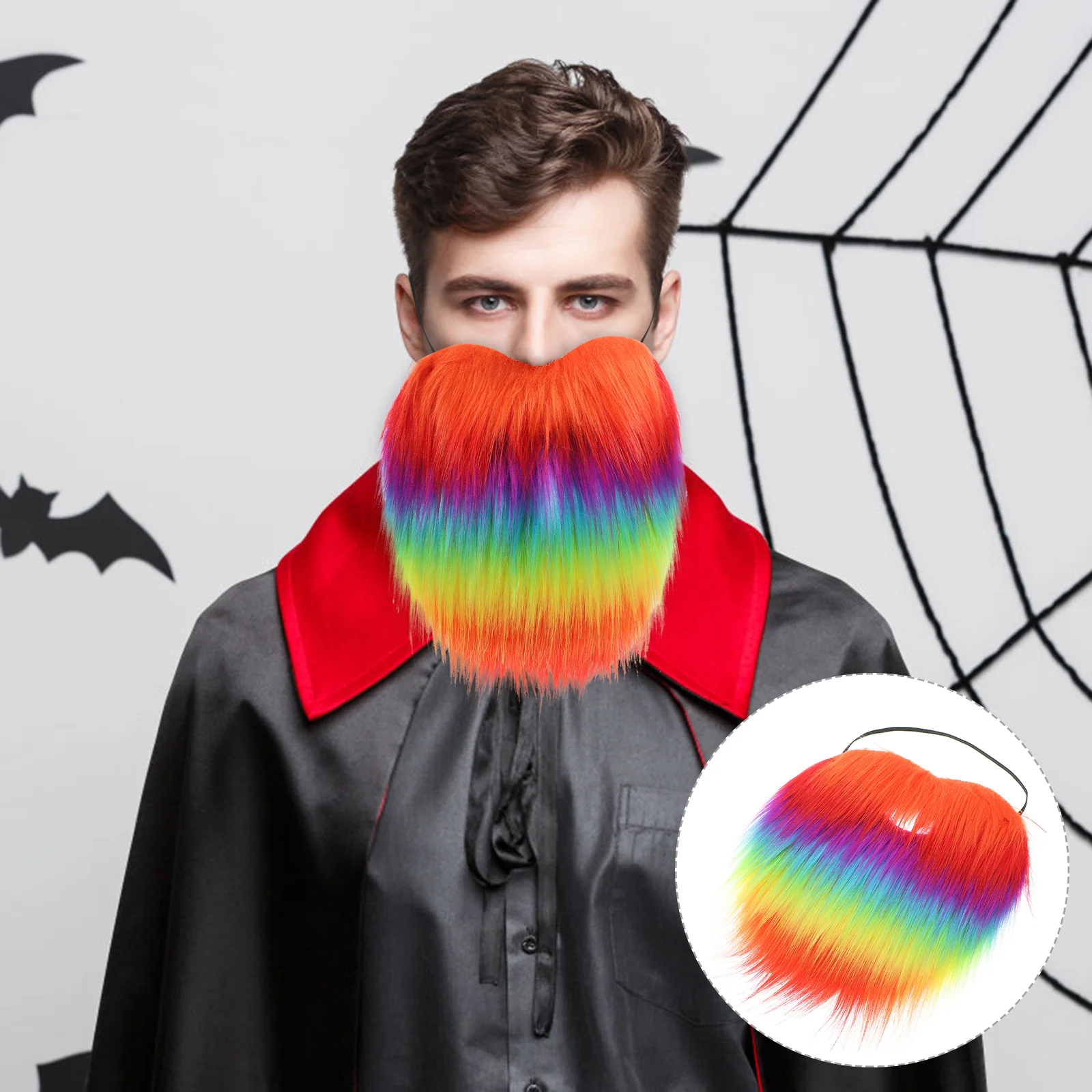 

Colorful Fake Mustache Rainbow Beard Simulation Lifelike Cosplay Beard Party Masquerade Performance Prop Realistic Artificial
