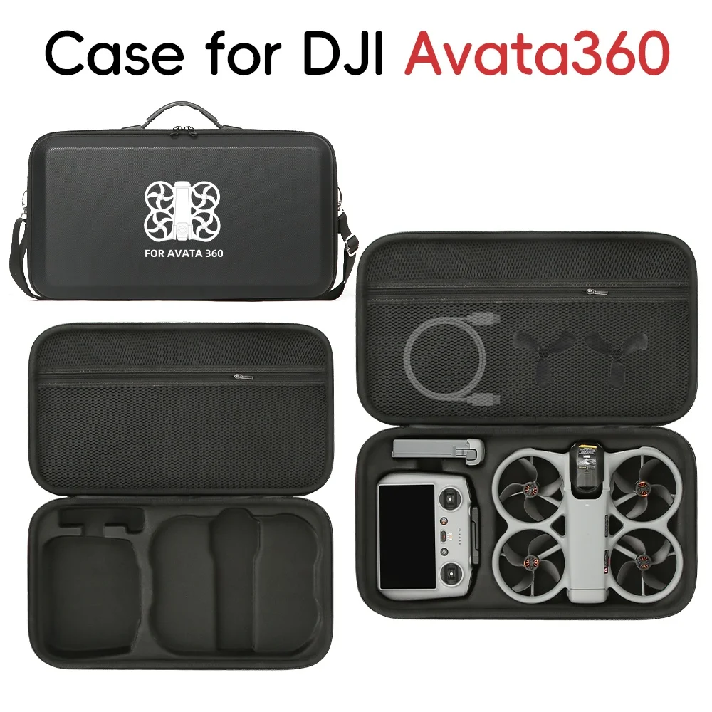 

for DJI Avata 360 PU Storage Bag RC2 Shoulder Carrying Case with Shoulder Strap Black Gray