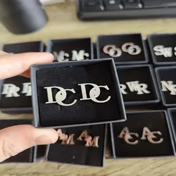 Personalized Custom Name Cufflinks For Mens Stainless Steel Any Logo Letter Cufflinks Pins Wedding Charm Jewelry  wholesale