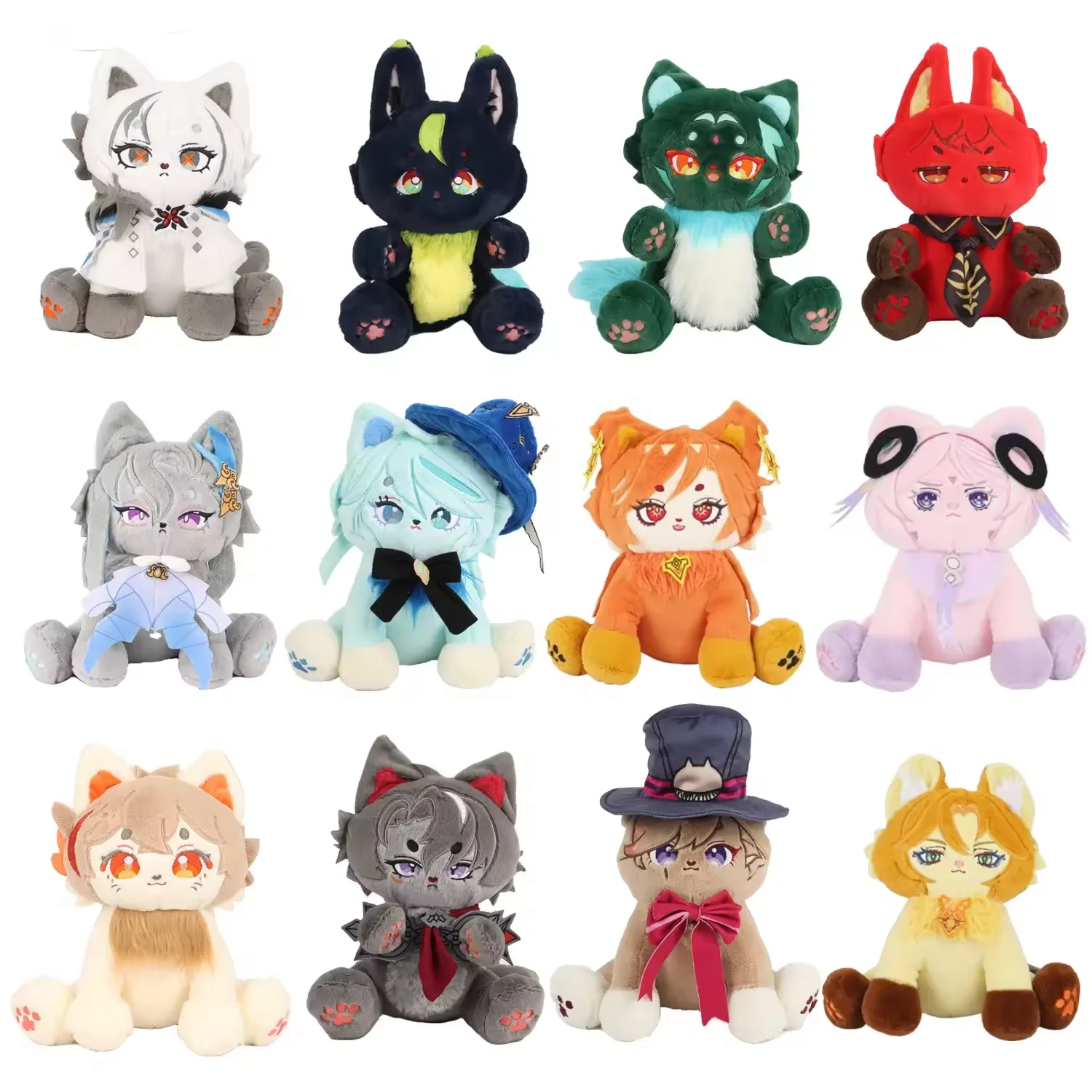 Genshin Impact Furina Meow Plush Toy, boneca de desenho animado, Yong Koholasaurs, jogo de anime, gato, presentes para crianças