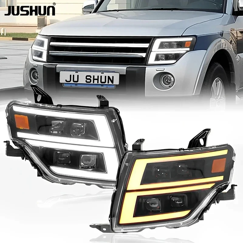 BR  JUSHUN Auto-adjustable Four Lenses Headlights for  Pajero V97 Newly  2007-2020 12V Voltage Bulb Type